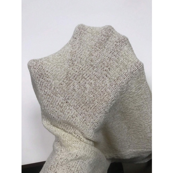 Beige Knit Coverup Dress Tie Straps Long Form Fitting Maxi Deep V-Cut - Picture 7 of 11